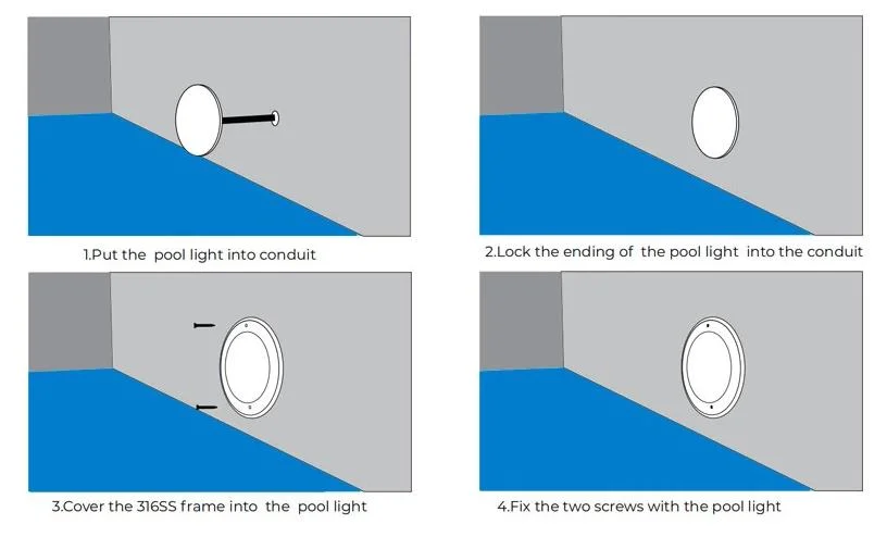 Replaceable Underwater 12V RGB PAR56 Pool Light Recessed IP68 6W PAR 56 LED Swimming Pool Lights